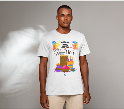 🎨 Happy Holi Special Unisex Classic Crew T-Shirt | 100% Cotton | Festive Color Splash Design