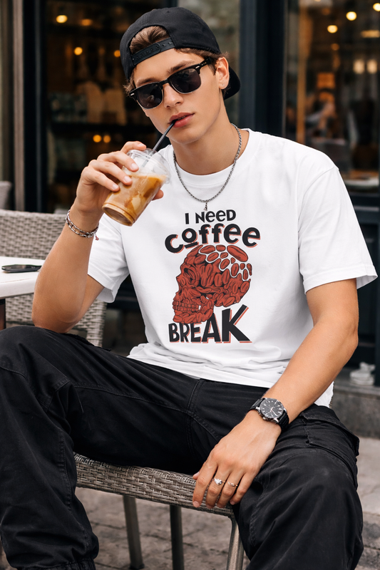 I Need Coffee Break – Unisex Tee for the Chronically Tired ☕💀