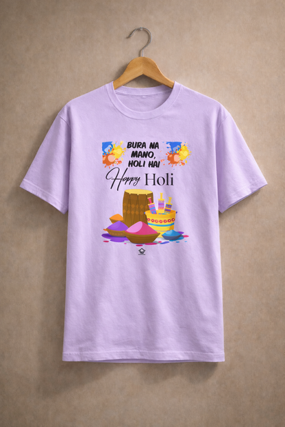 🎨 Happy Holi Special Unisex Classic Crew T-Shirt | 100% Cotton | Festive Color Splash Design