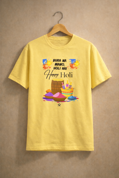 🎨 Happy Holi Special Unisex Classic Crew T-Shirt | 100% Cotton | Festive Color Splash Design