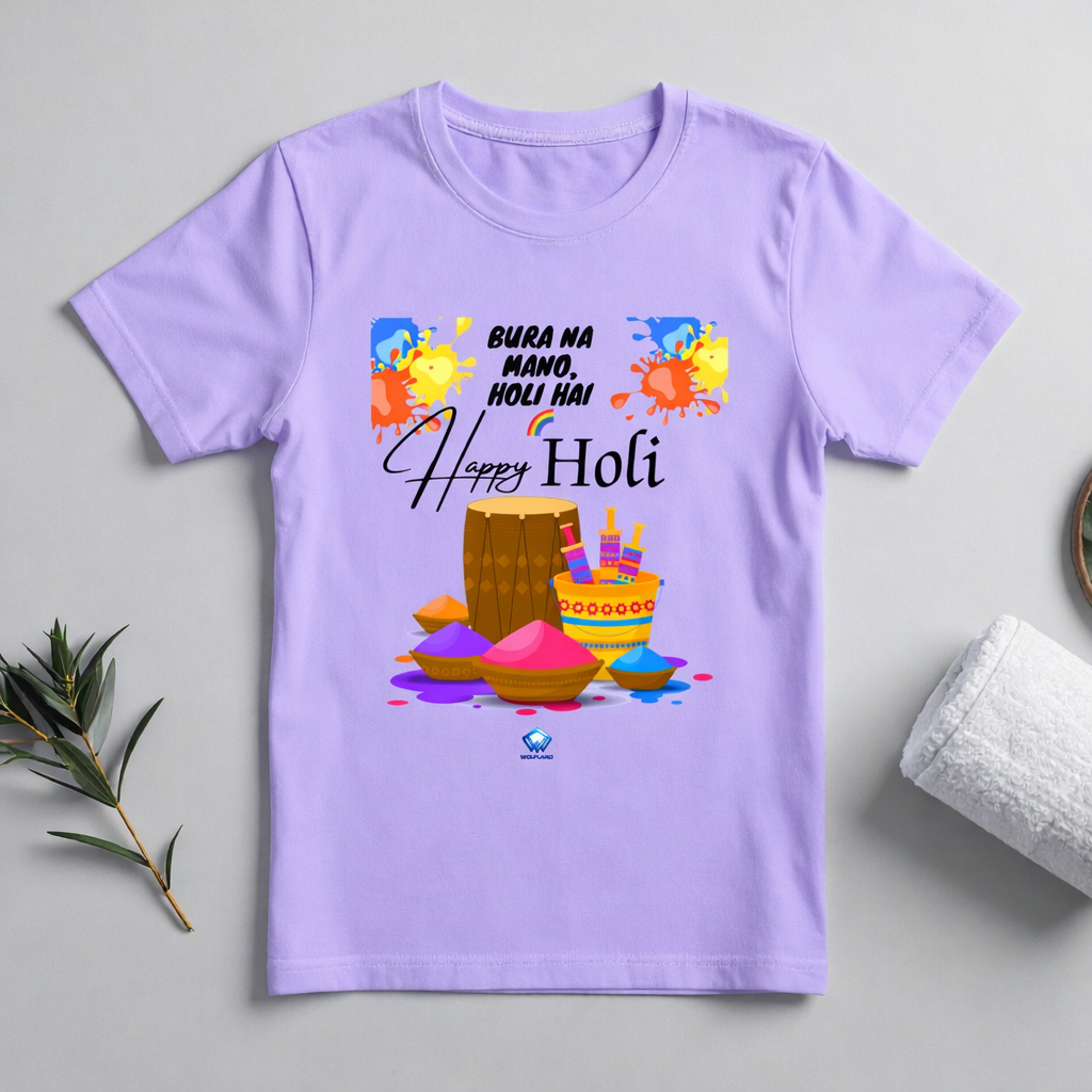 🎨 Happy Holi Special Unisex Classic Crew T-Shirt | 100% Cotton | Festive Color Splash Design