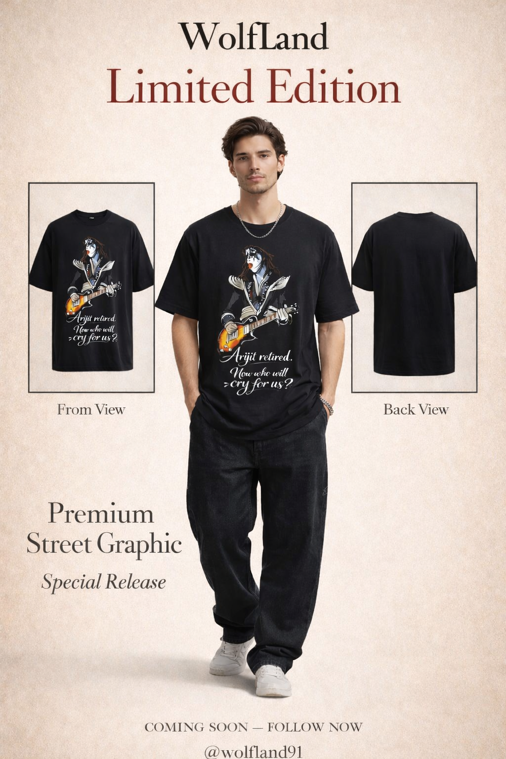 🖤 Arijit Retired Quote Graphic Black Unisex Crew-Neck T-Shirt 🎤🎸